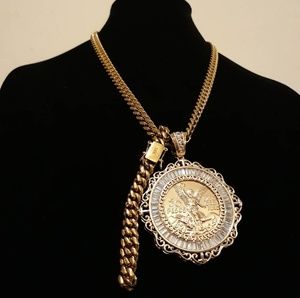18k gold plated Cuban link Chain Pendant Bracelet